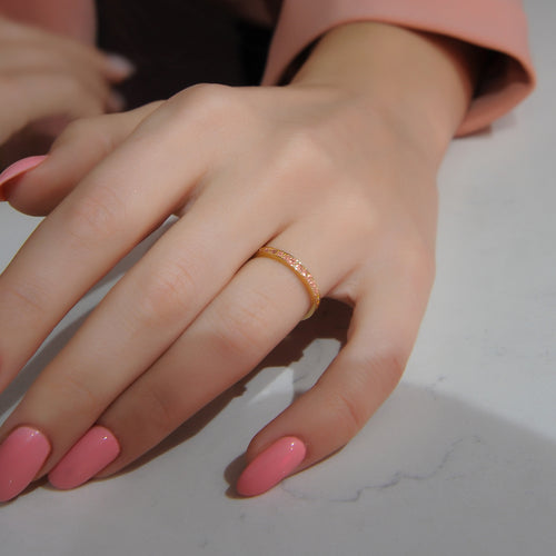 14K Solid Gold Pink Eternity Ring