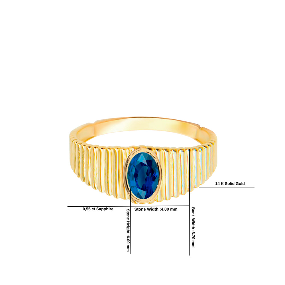 14K Gold Sapphire Oval Cut Ring
