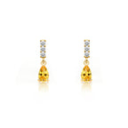 14K Gold Citrine Drop Earrings