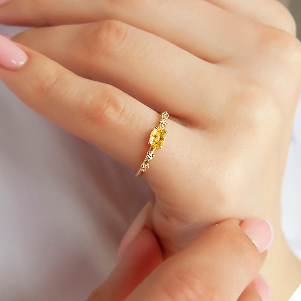East West Citrine Ring / Anniversary Gift