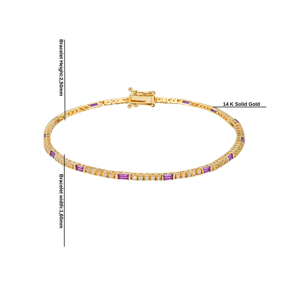 Natural Amethyst Diamond Tennis Bracelet