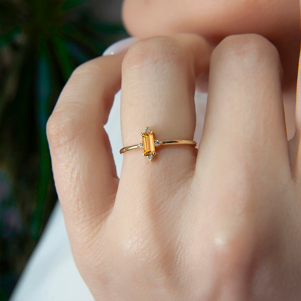 14K Gold Citrine Engagement Ring