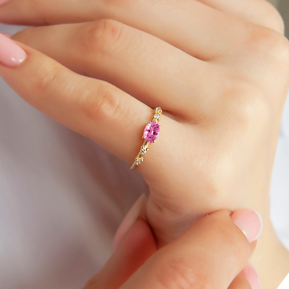 Pink Sapphire Diamond Ring / Alternative Engagement Ring