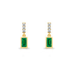 14K Gold Emerald Baguette Earrings