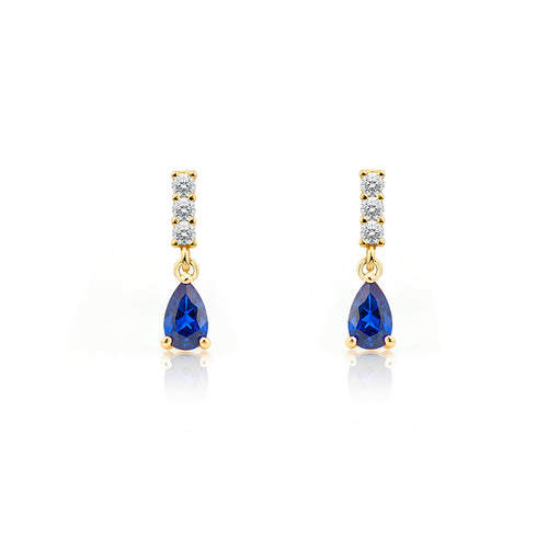 14K Gold Natural Sapphire Drop Earrings