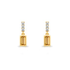 14K Gold Citrine Baguette Earrings