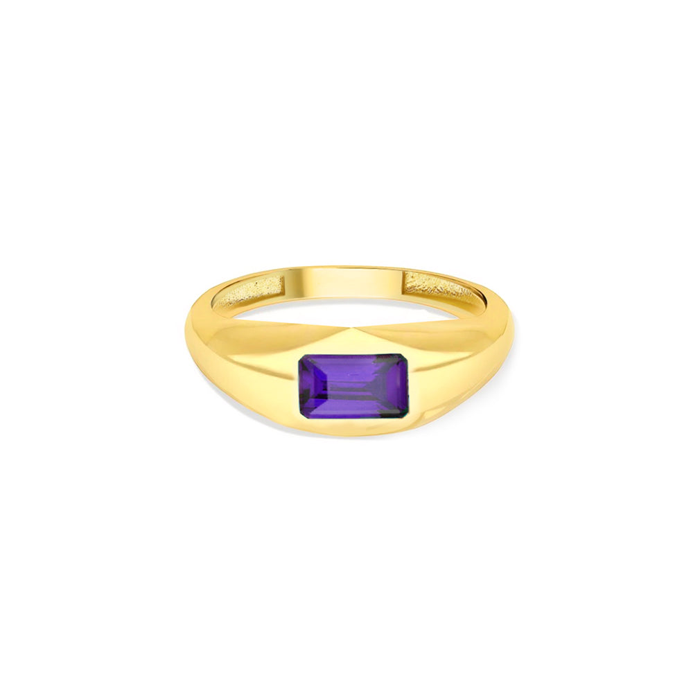 14K Gold Amethyst Statement Ring