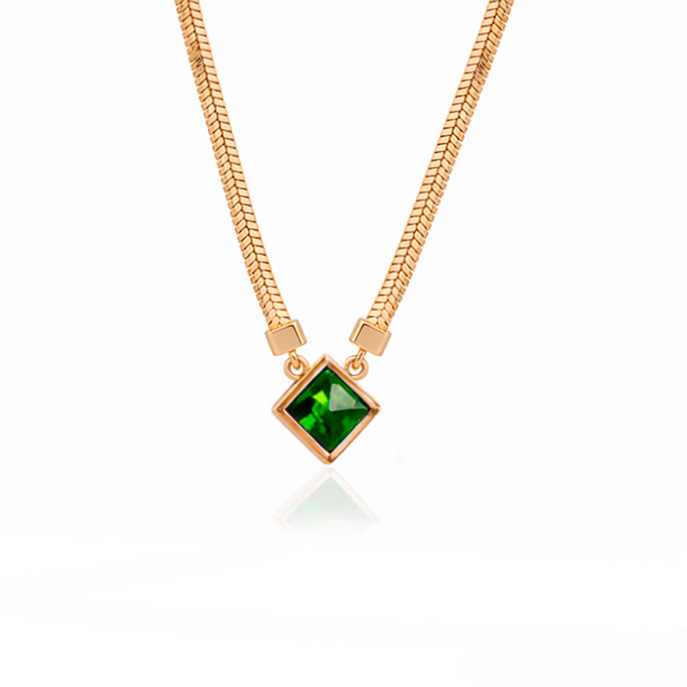 14K Gold Emerald Necklace, May Birthstone Gift for Her