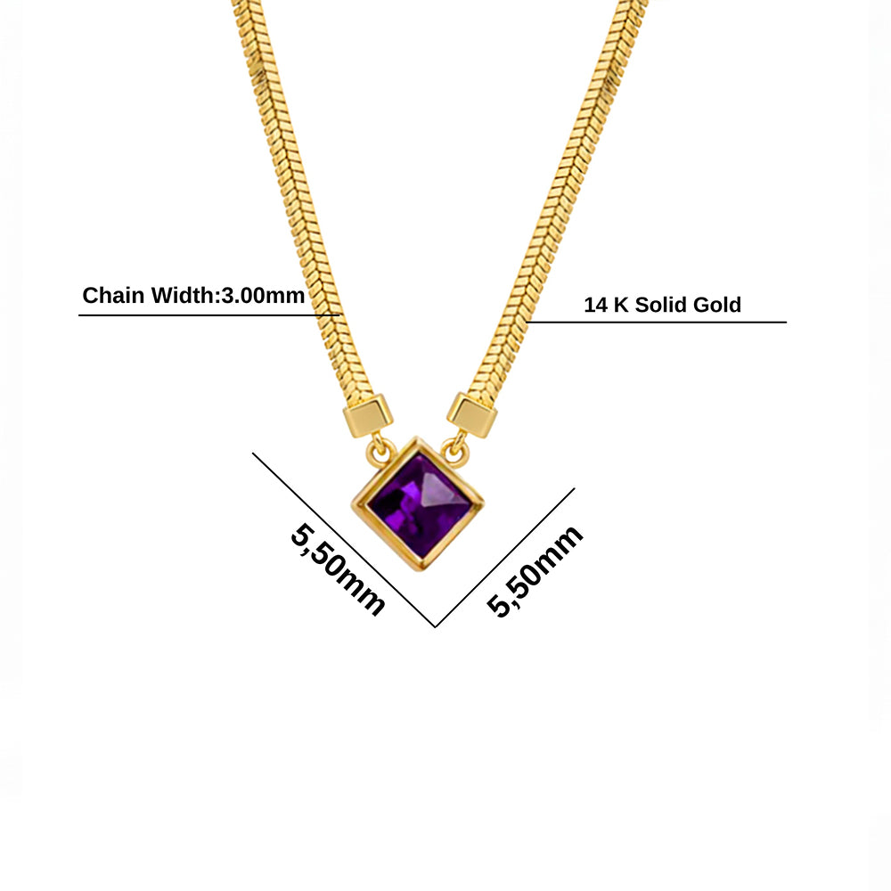 Amethyst Princess Cut Pendant Necklace
