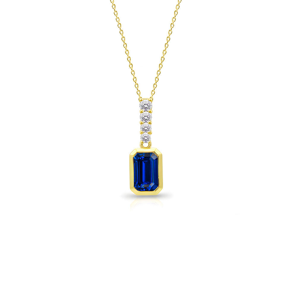 14K Gold Natural Sapphire Necklace for Women