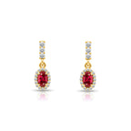 14K Gold Ruby Oval Earrings