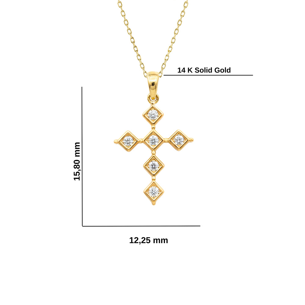14K Gold Diamond Religious Necklace / Contemporary Christian Jewelry