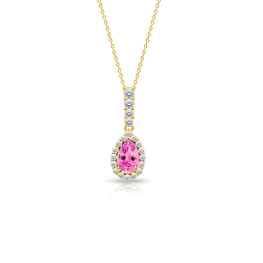 Pear Shape Pink Sapphire Necklace, Birthday Gift Necklace