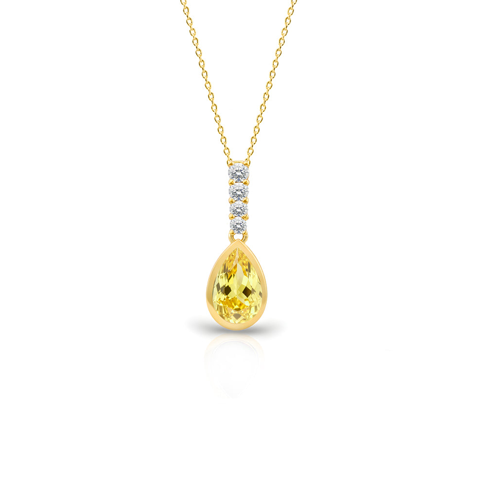 14K Gold Citrine Pear Necklace