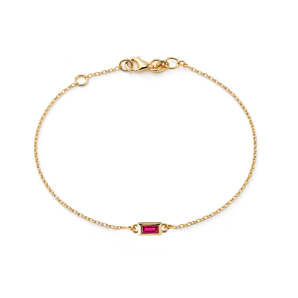 14K Gold Baguette Ruby Bracelet