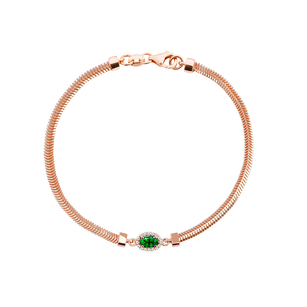 14K Gold Oval Oval Emerald Diamond Bracelet