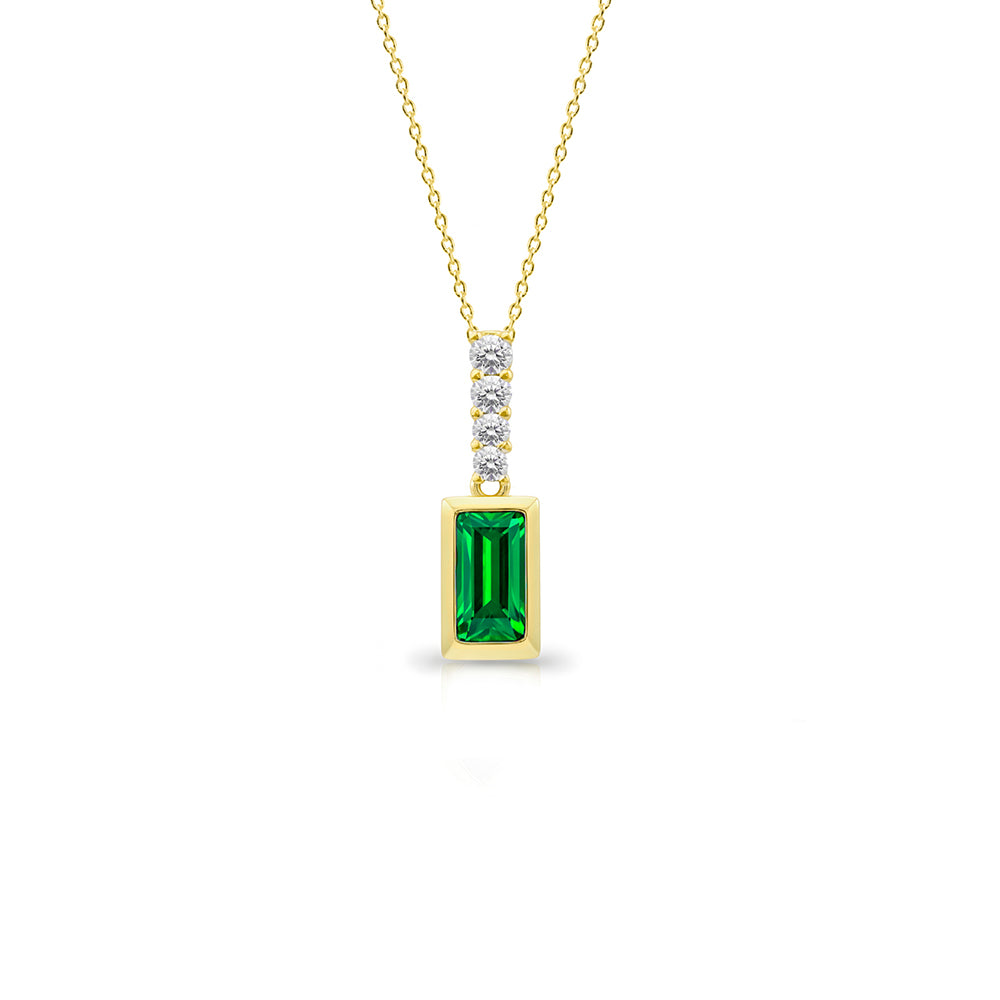 14K Gold Natural Emerald Necklace