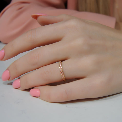 14K Solid Gold Pink Eternity Ring