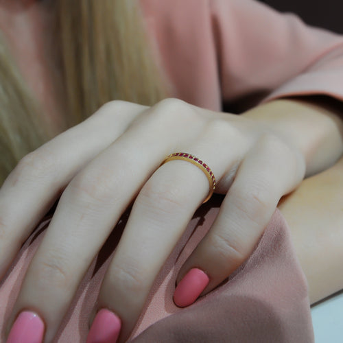 14K Gold Pink Eternity Band