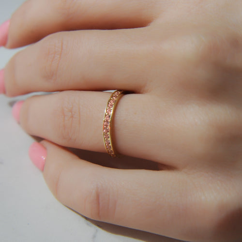 14K Solid Gold Pink Eternity Ring