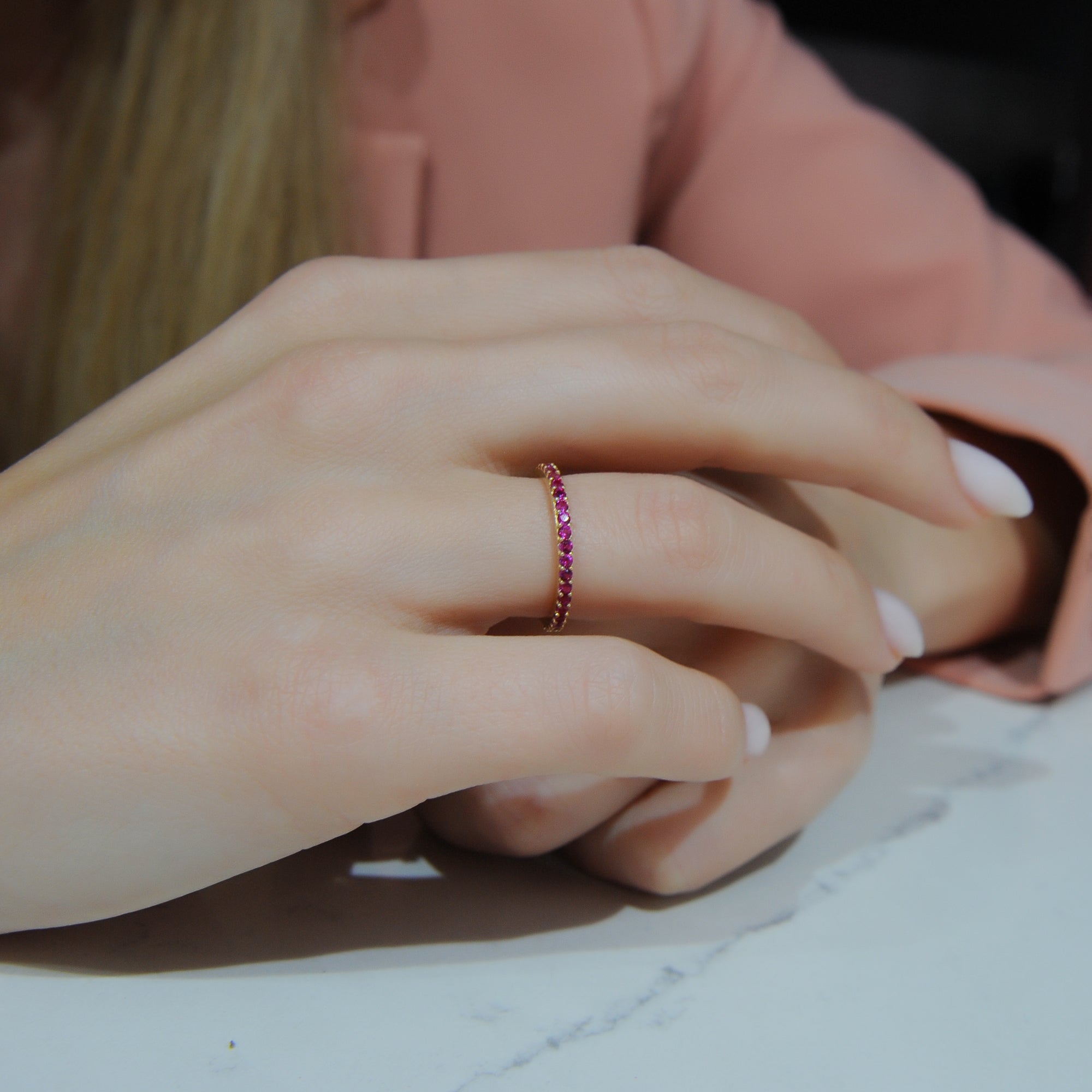14K Eternity Pink Ring