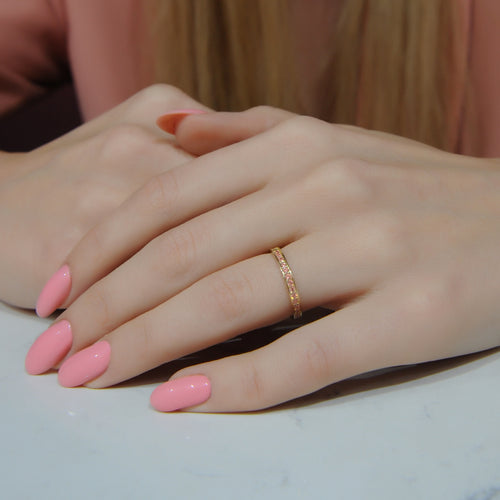 14K Solid Gold Pink Eternity Ring