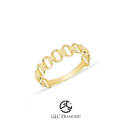 14K Solid Gold Chain Ring, Chain Link Ring