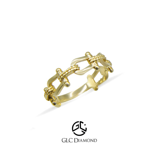 14K Solid Gold Nautical Link Chain Ring