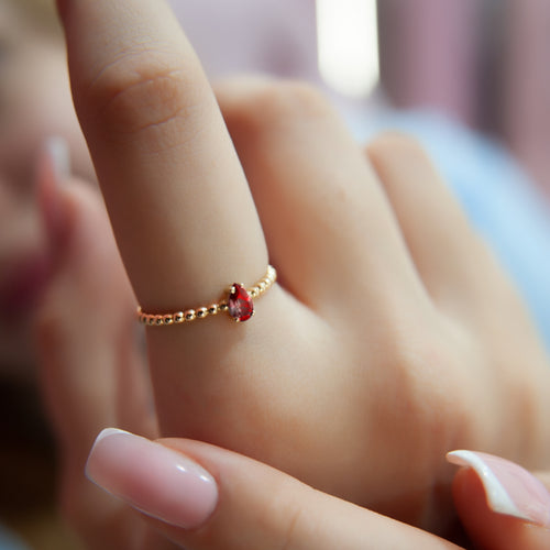 14K Solid Gold Pear Cut Natural Diamond Ruby Ring