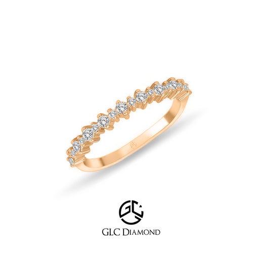 Diamond Wedding Band, 14K Solid Gold Round Cut Half Eternity Wedding Band