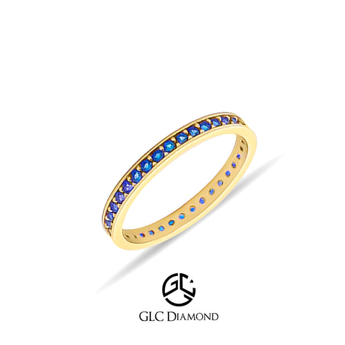 14K Solid Gold Blue Sapphire Full Eternity Band