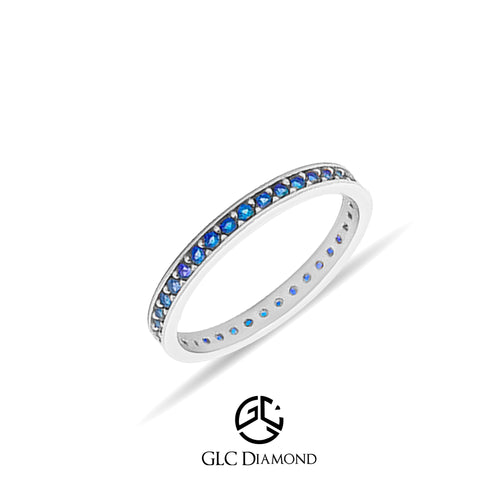 14K Solid Gold Blue Sapphire Full Eternity Band