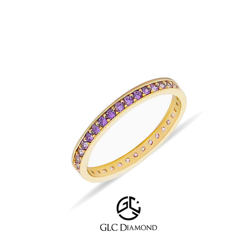 14K Solid Gold Purple Eternity Ring