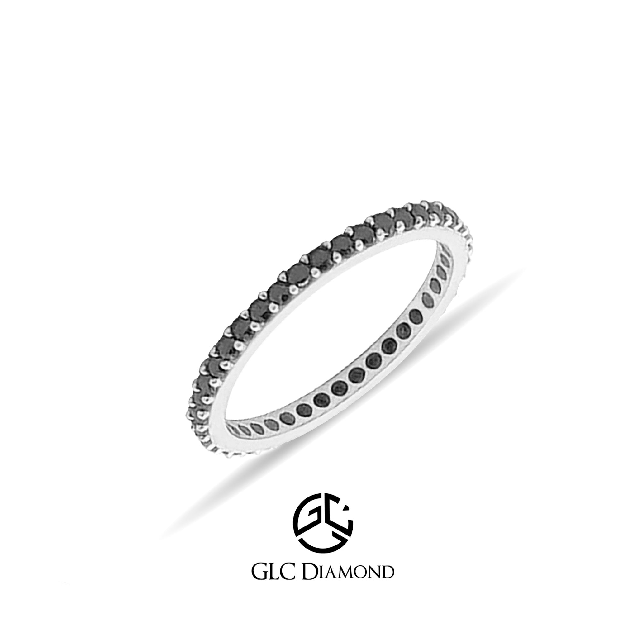 14K Solid Gold Full Eternity Black Ring