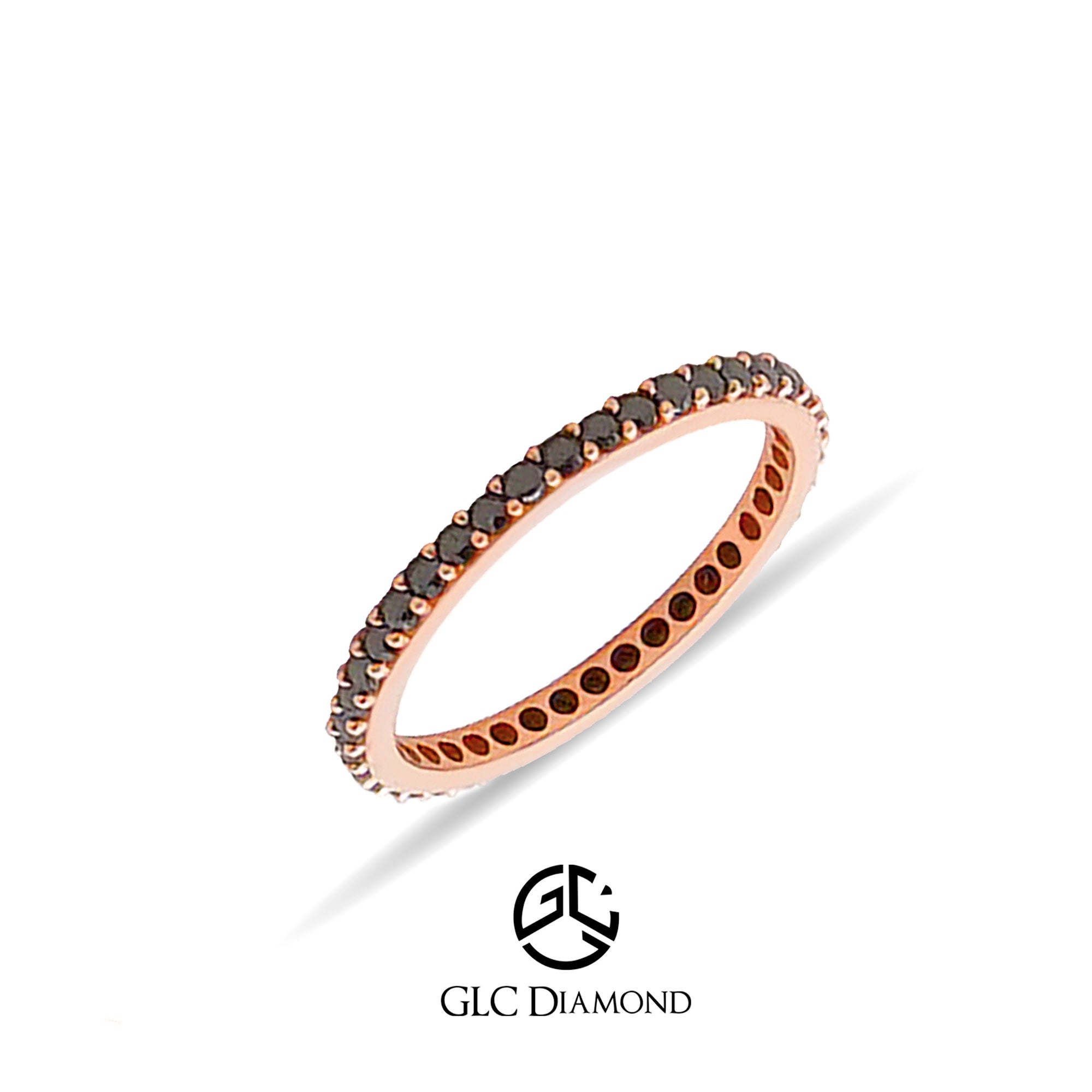 14K Solid Gold Full Eternity Black Ring