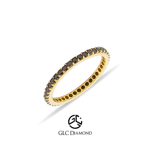 14k Solid Gold Full Eternity Black Ring