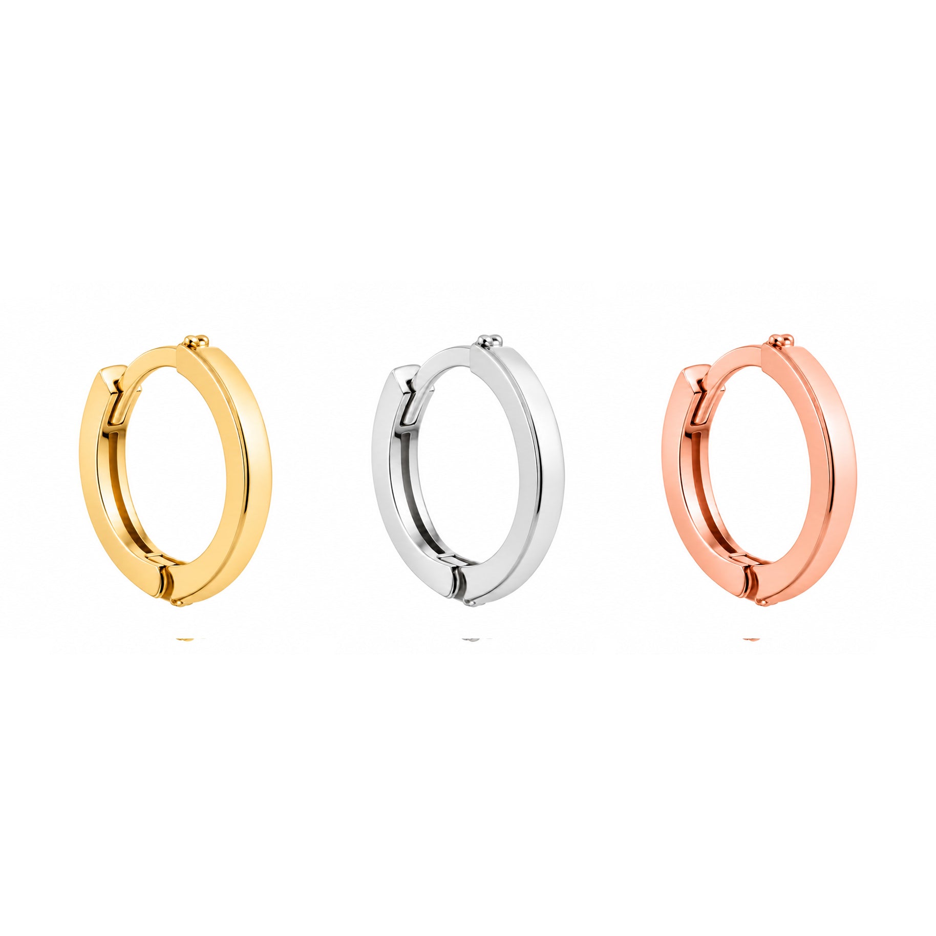 14K Gold Hoop Earrings / Initial Charm Plain Gold Hoop
