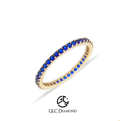 Full Eternity Blue Sapphire Band, 14k Gold Engagement Band