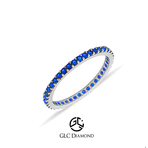 Full Eternity Blue Sapphire Band, 14k Gold Engagement Band