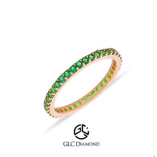 14k Gold Green Stone Eternity Ring