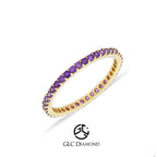 Purple Eternity Ring, 14K Solid Gold Wedding Band