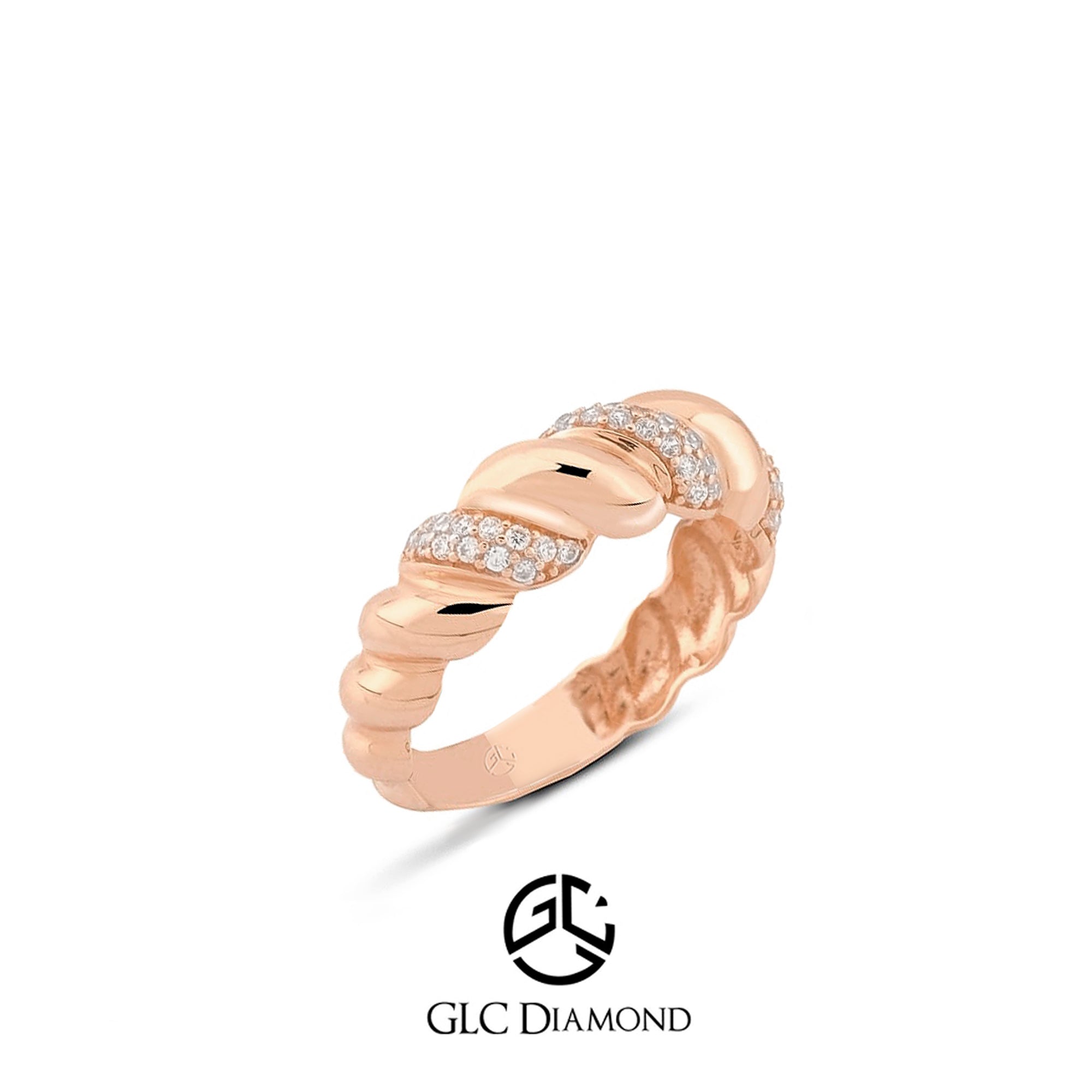 14K Gold Twist Band Diamond Ring