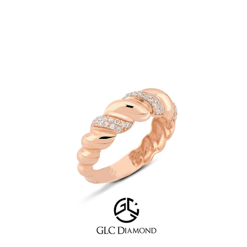 14K Gold Twist Band Diamond Ring