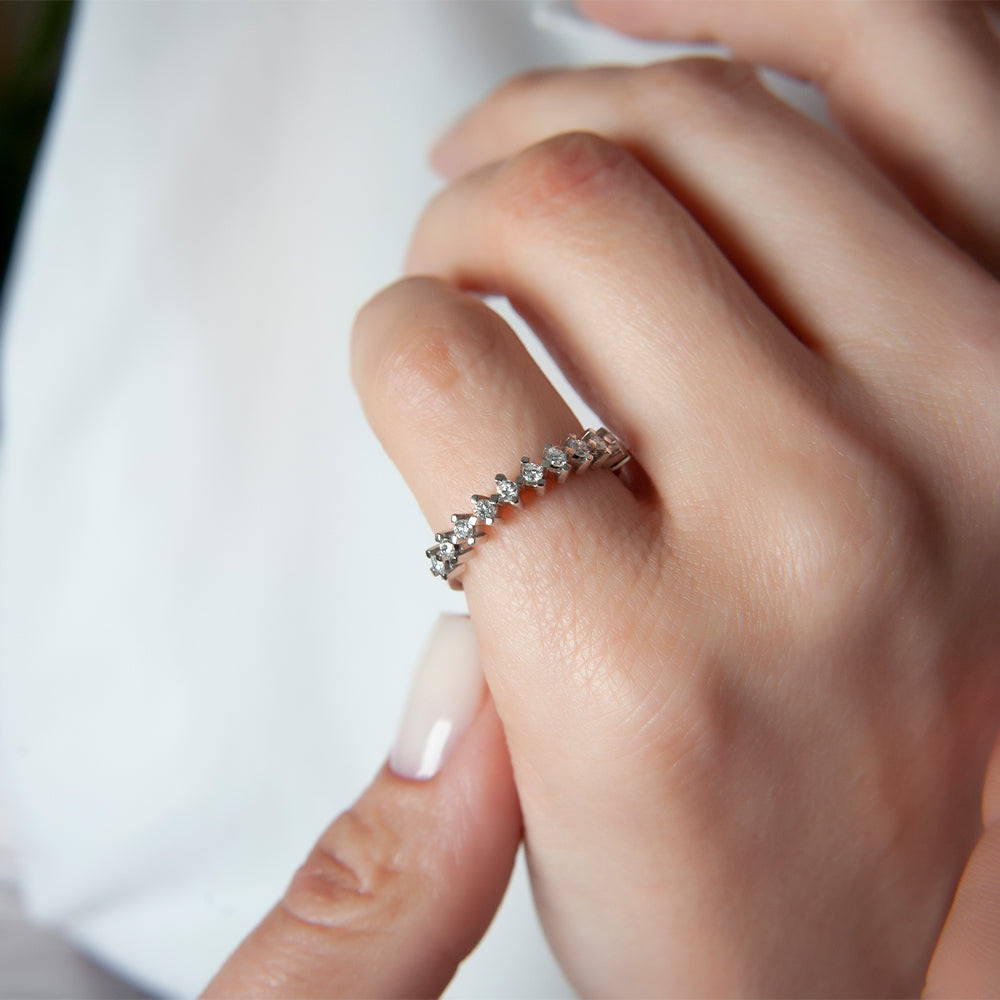 14K Gold Diamond Cluster Band