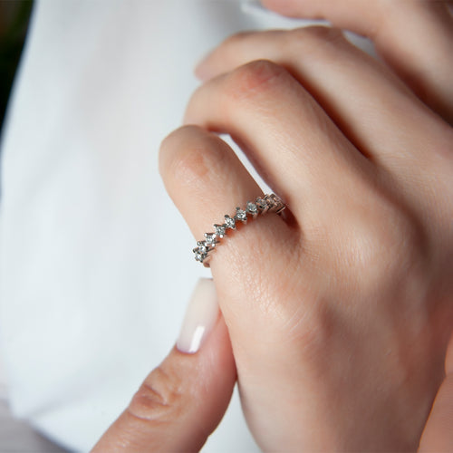 14K Gold Diamond Cluster Band