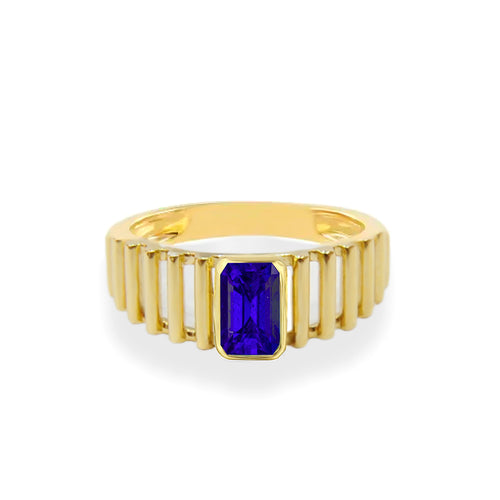 14K Gold Natural Sapphire Band Ring