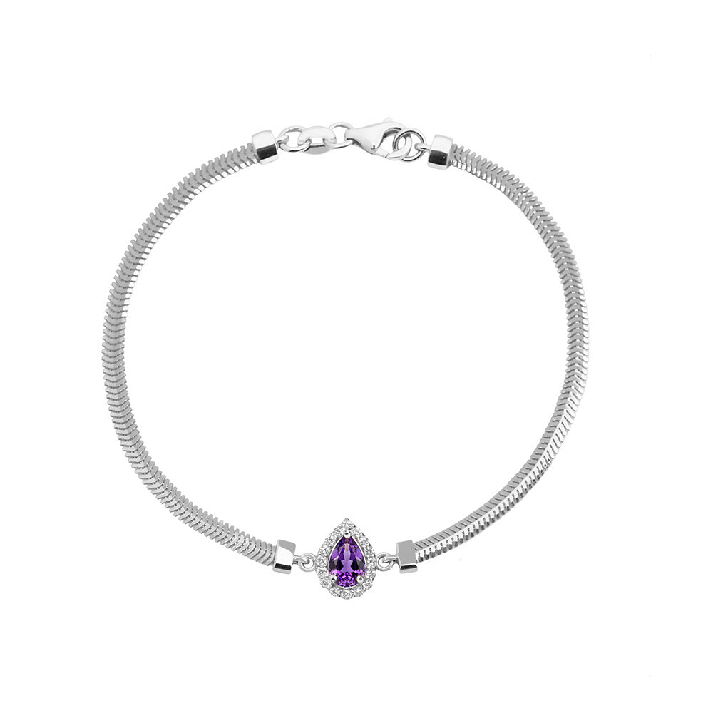 14K Solid Gold Amethyst Bracelet / Diamond Bracelet