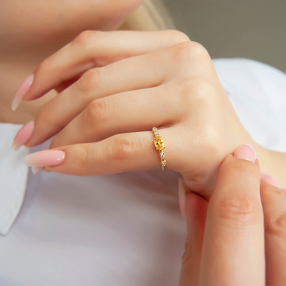 East West Citrine Ring / Anniversary Gift