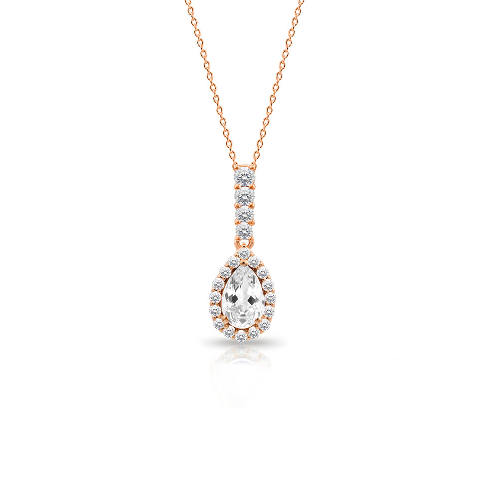 White Sapphire Pear Necklace