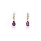 14K Gold Amethyst Drop Earrings